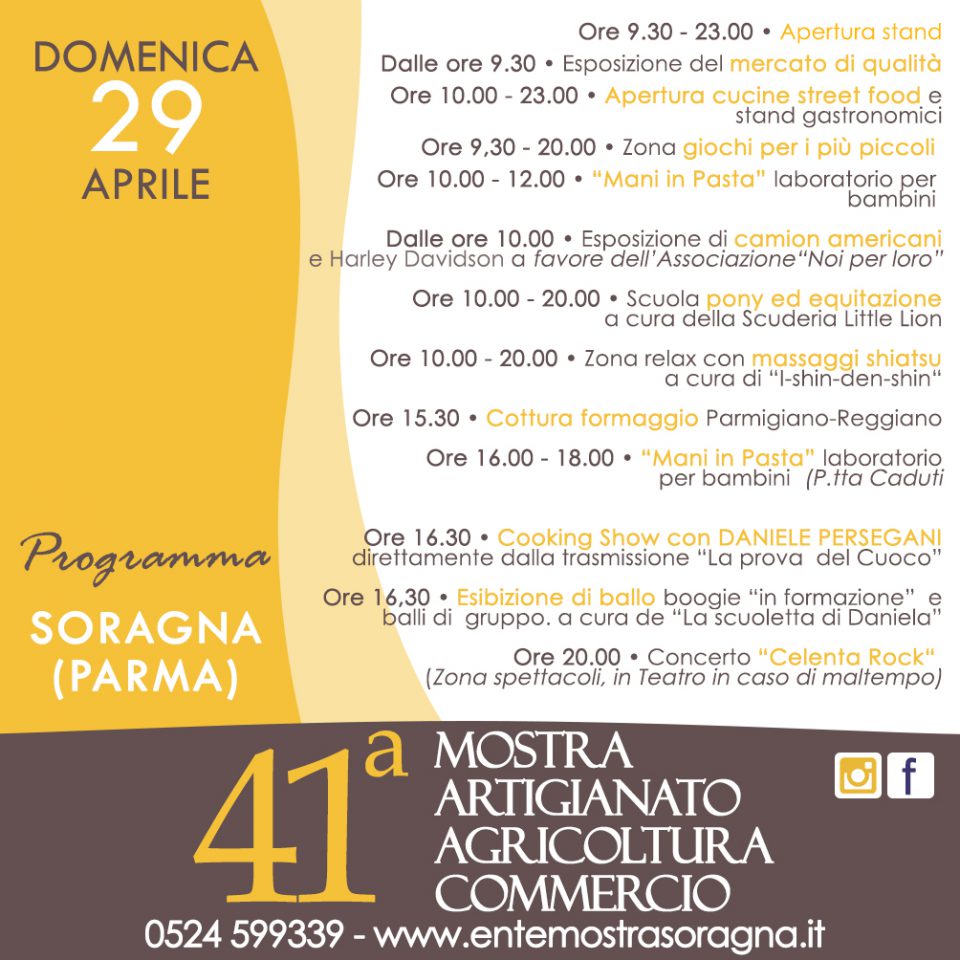 Programma 29 aprile mostra dell'artigianato soragna