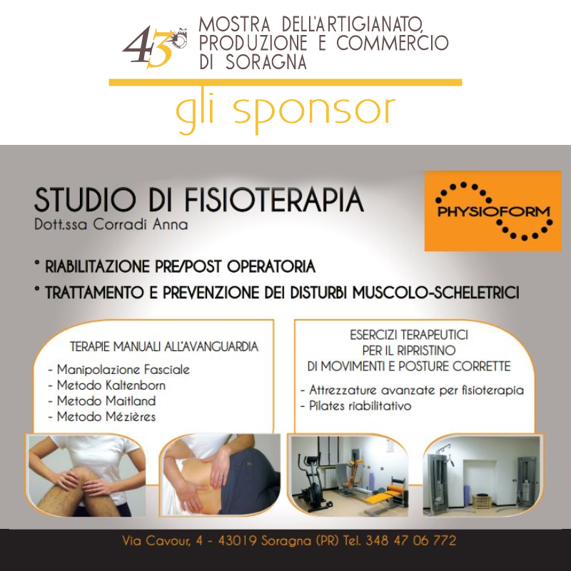 Sponsor mostra dell'artigianato di Soragna 2022:Dott.ssa Anna Corradi -Studio di Fisioterapia PHYSIOFORM