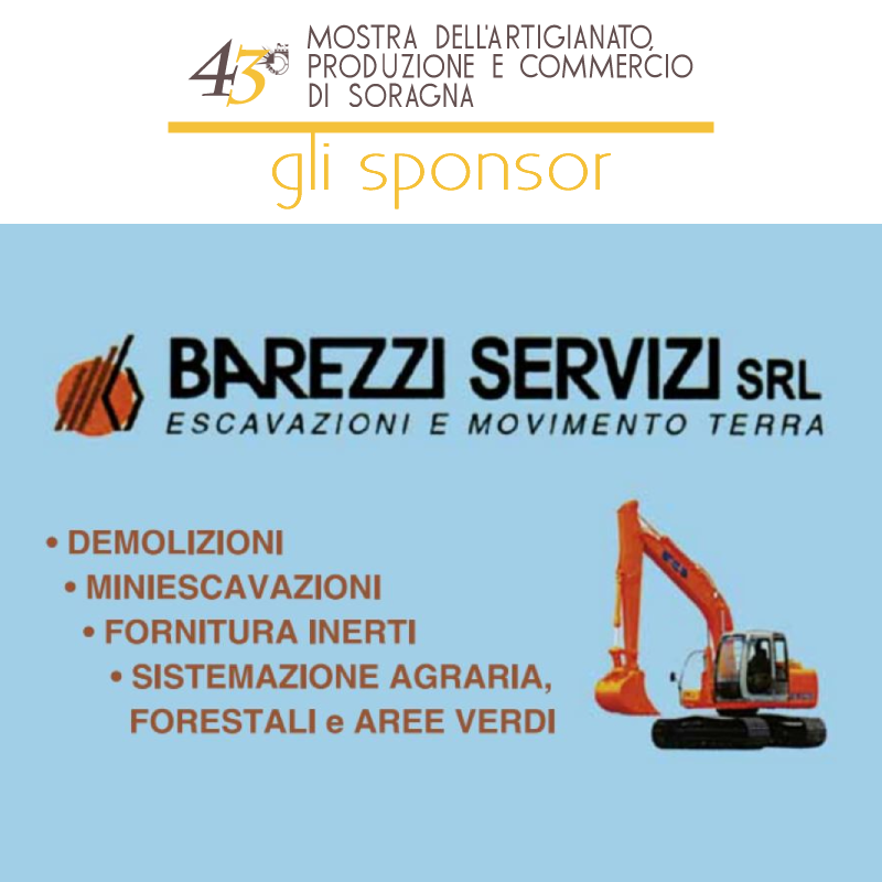Sponsor mostra dell'artigianato di Soragna 2022: Barezzi Servizi, escavazioni e movimenti terra