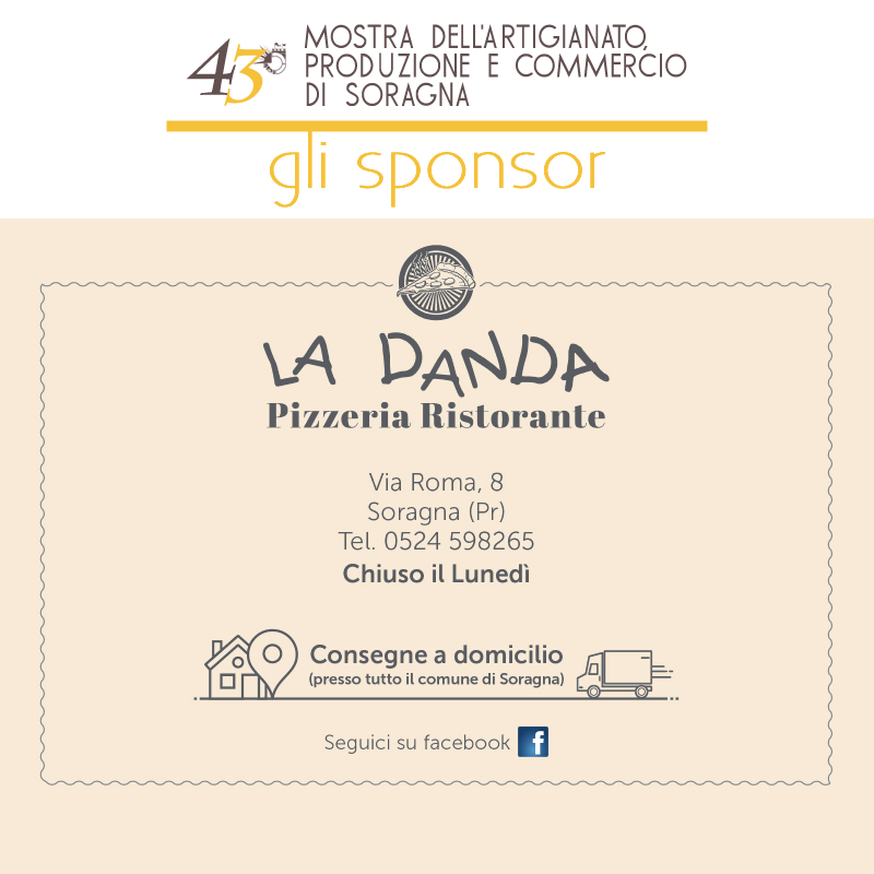 Vi presentiamo gli sponsor della mostra dell'artigianato di Soragna 2022: La Danda pizzeria ristorante