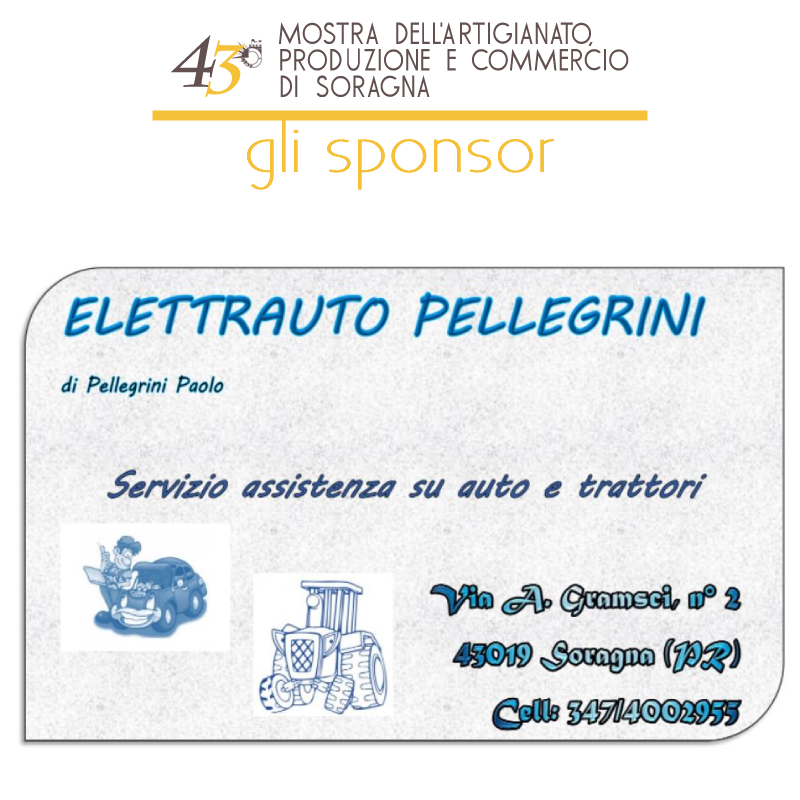 Vi presentiamo gli sponsor della mostra dell'artigianato di Soragna 2022: Elettrauto Pellegrini